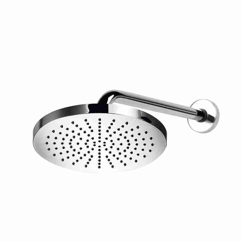 ROUND BRASS SHOWER HEAD, Ø 200MM, HORIZONTAL BRASS ARM.