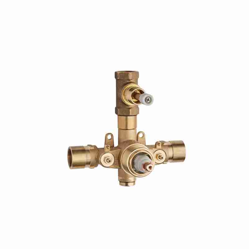 UNICO, CORPO DA INCASSO PER MISCELATORE TERMOSTATICO 3/4" DA INCASSO PER DOCCIA CON RUBINETTO DA 3/4" A DISCHI IN CERAMICA DA 90°, SENZA PARTI ESTERNE.