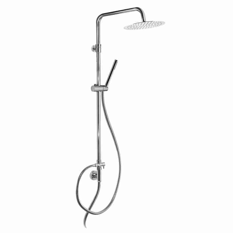 COLONNE DE DOUCHE AVEC POMME DE DOUCHE EN ACIER INOXYDABLE, Ø250MM, INVERSEUR, TUYAU DE 1,5M ET POMME DE DOUCHE EN ABS.