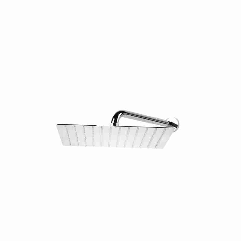 SQUARE STAINLESS STEEL SHOWER HEAD, 300X300MM, HORIZONTAL BRASS ARM.